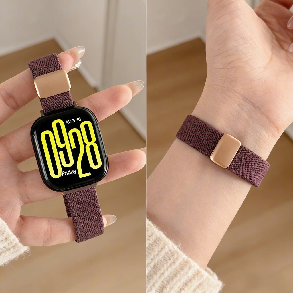 Slim Magnetic Nylon สําหรับ Xiaomi Redmi Watch 6 5 4 3 Active Smartwatch Band สายรัดข้อมือยืดหยุ่นสําหรับ Redmi Watch 5 Lite ผู้หญิงอุปกรณ์เสริม