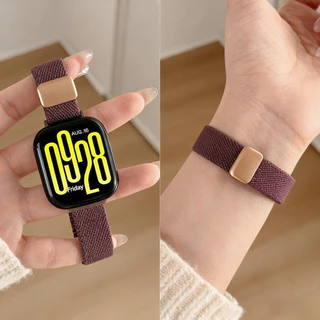Slim Magnetic Nylon สําหรับ Xiaomi Redmi Watch 6 5 4 3 Active Smartwatch Band สายรัดข้อมือยืดหยุ่นสําหรับ Redmi Watch 5 Lite ผู้หญิงอุปกรณ์เสริม