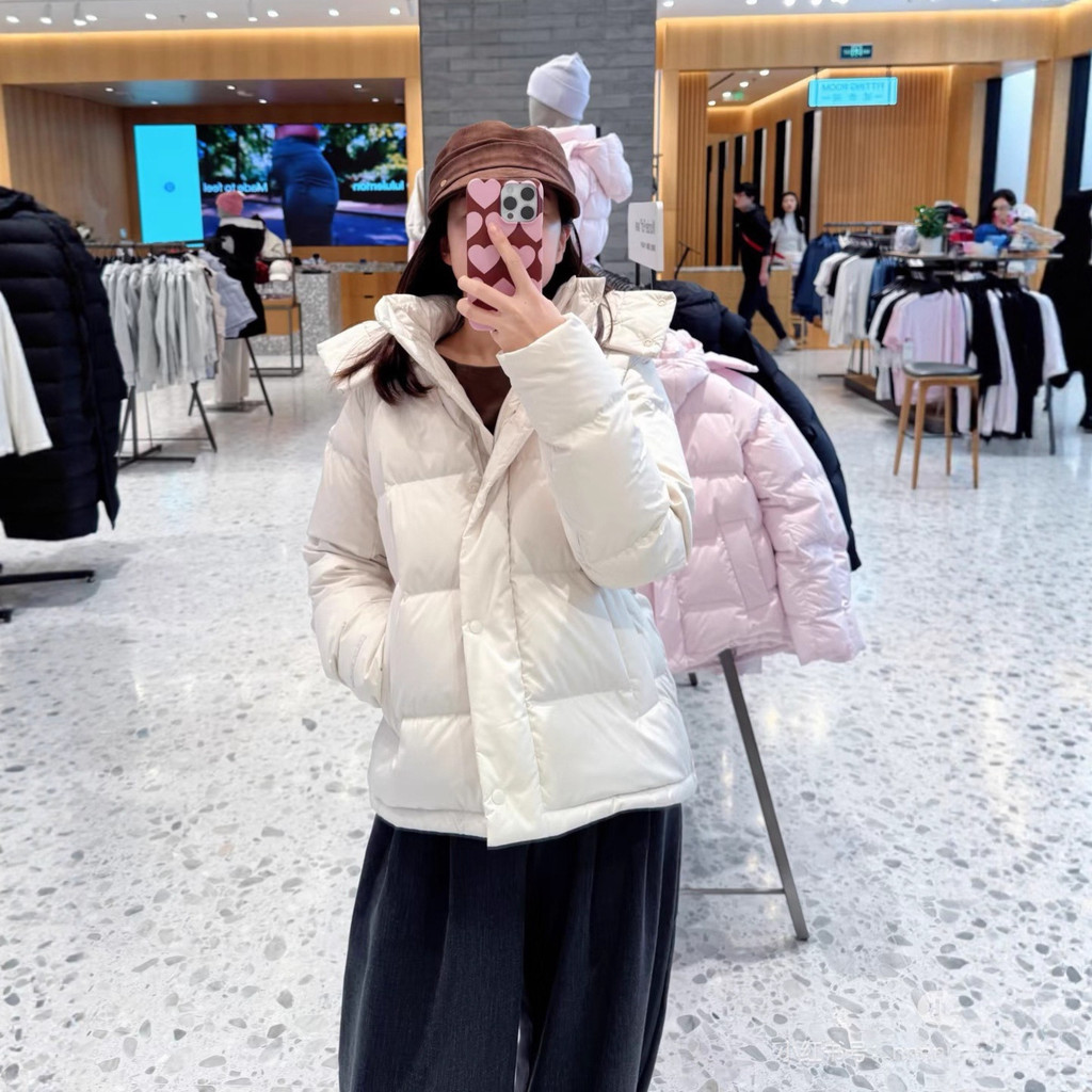 High Board Style Five-Grid lulu Ladies Down Jacket Winter White Goose Down Puff Hooded Down Jacket J