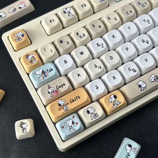 MAIMOOO Snoopy Keycap MOA Profile 130 คีย์ PBT Dye Sublimation Aula F75 F99 RK100 Mechanical Keycaps รอบการ์ตูน น่ารักถั่ว Keycap