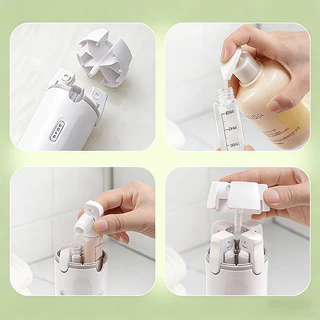 ✈️ ขวดบรรจุขวดสำหรับการเดินทาง 4-in-1 | แชมพูเจลอาบน้ำเครื่องสำอาง | ขวดพกพาสามารถขึ้นเครื่องได้