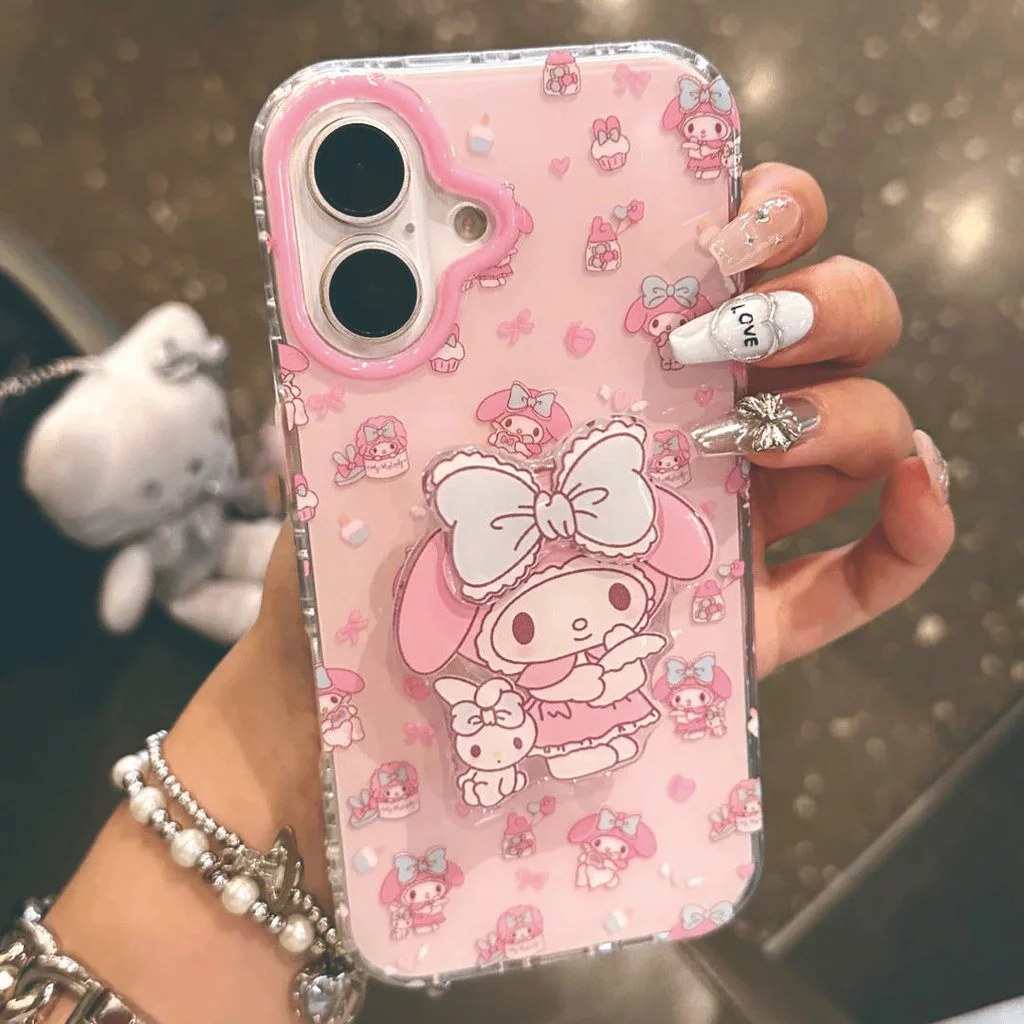 การ์ตูนเคธีแมวเมโรตี้โบว์น่ารักกราฟิติ เคส IPhone 17 11 15 13 14 16 12 Pro Max Air 7Plus X XR 6 8 15 16 14 Plus XS Max
