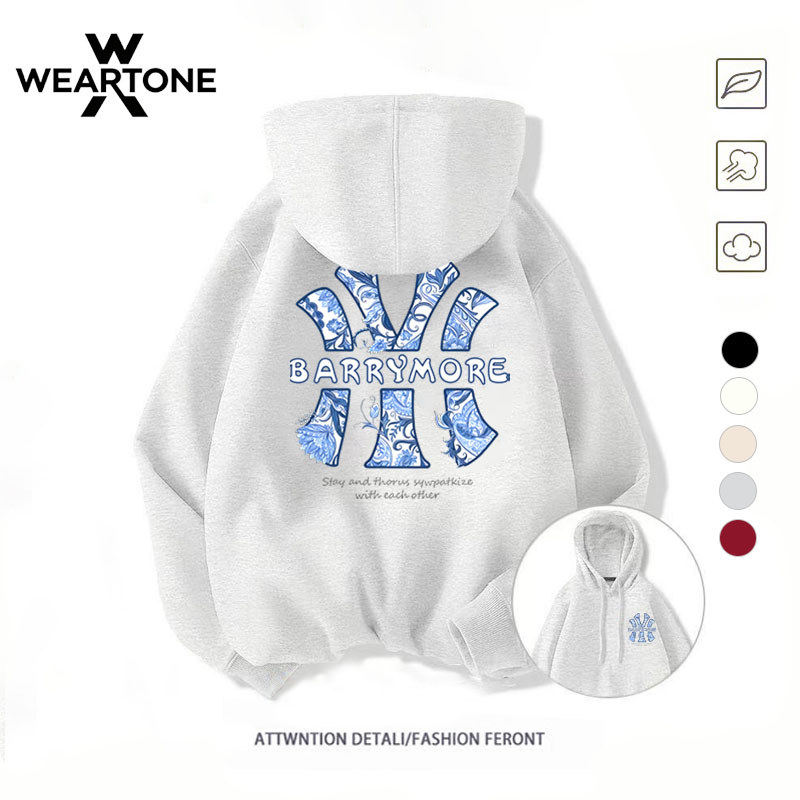 WEARTONE เสื้อแขนยาว เสื้อฮู้ด สตรีทแฟชั่น ผ้าสำลีอย่างดี นิ่มสบายผิว ใส่ได้ทั้งผู้ชายและผู้หญิง ชาย “BARRYMORE IYI”