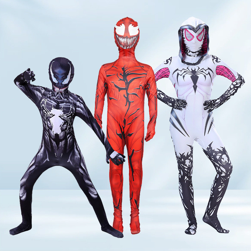 ชุดจั๊มสูทฮาโลวีน Venom และ Spider Gwen สำหรับเด็กและผู้ใหญ่