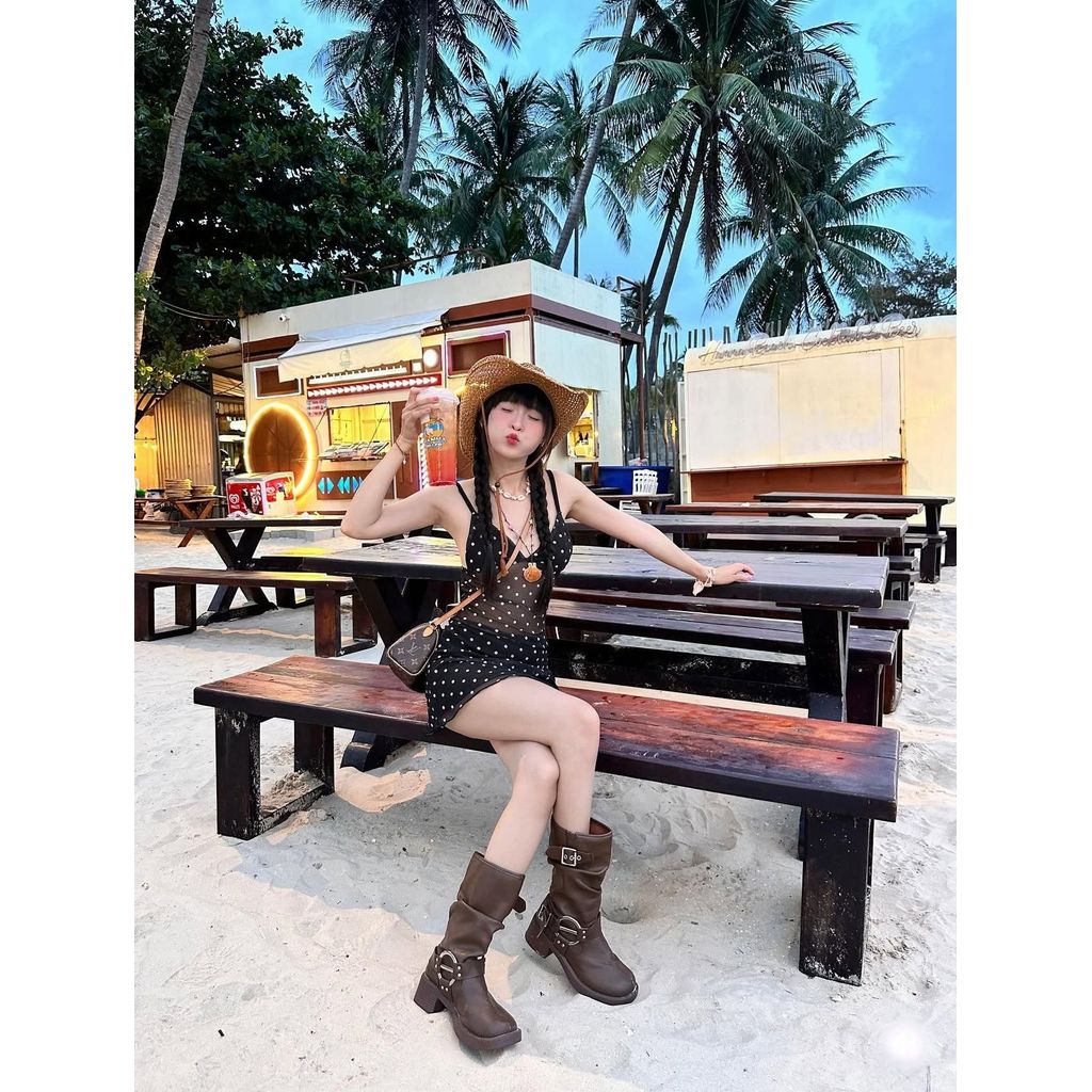 [SUMMER LUV] ชุดว่ายน้ำสองชิ้นลายจุดสีดำ ดีไซน์สวยงามสำหรับฤดูร้อน ราคา ถูกที่สุด ดีลบีเคเค แกลเลอรีภาพที่ 5