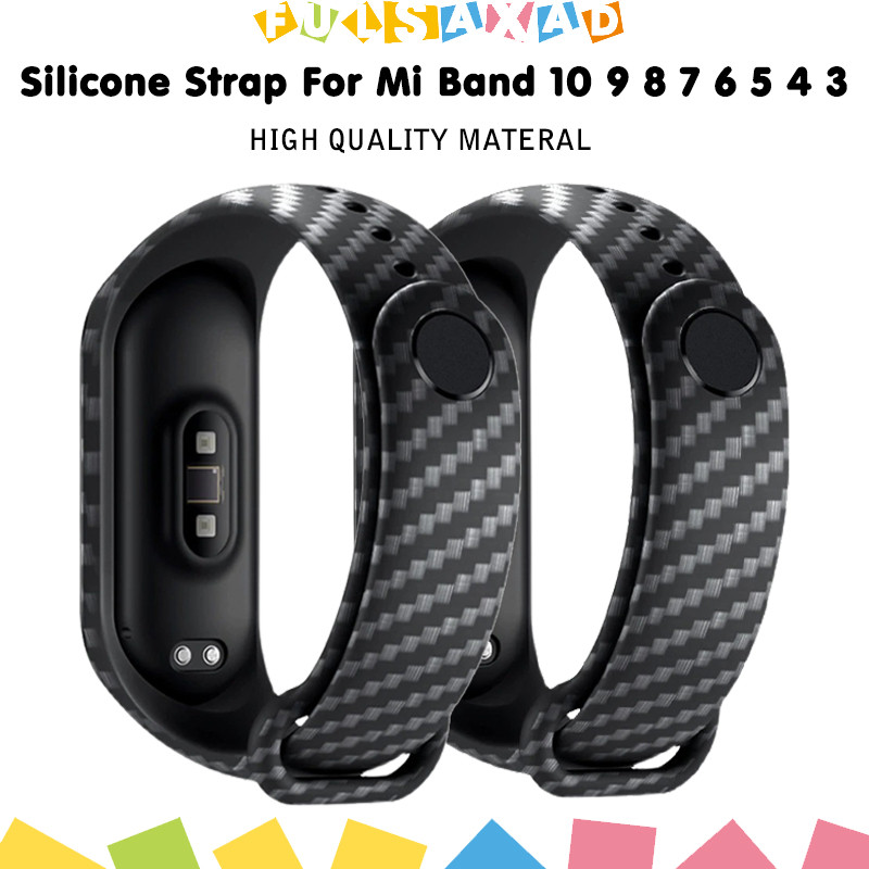 สายยางสำหรับ for Mi Band 11 10 9 8 7 6 5 4 3 อุปกรณ์เสริมสายพานซิลิโคนคาร์บอน NFC สำหรับ for Mi Band 11 10 9 8 7 6 5 4