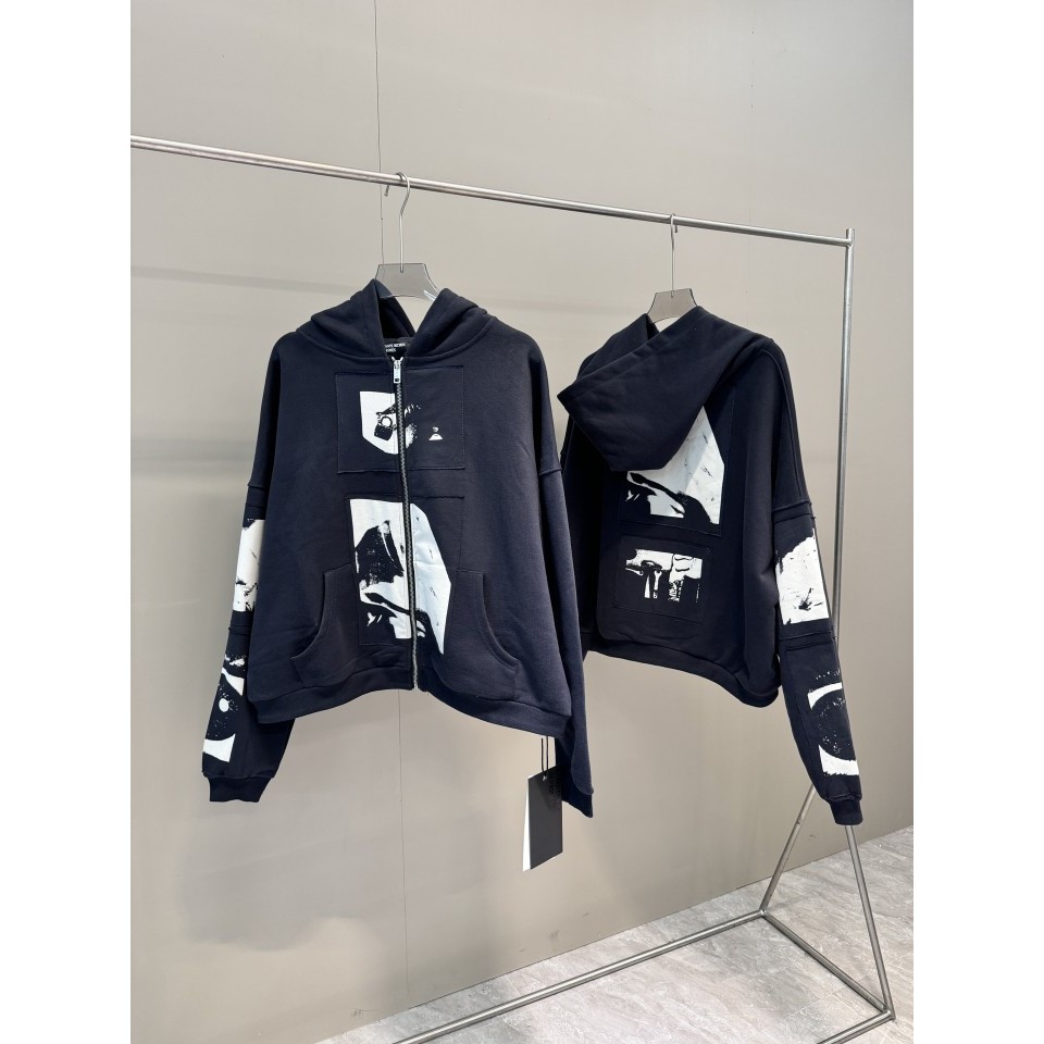 KWEU ERD Melancholy Rich Second Generation Madonna Patch Zipper Hoodie Sweatshirt High Street Casual