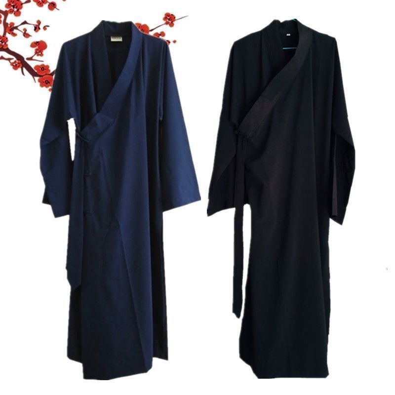 道家道服长袍套装法衣道士用品练功道袍太极斜襟长褂三清藏青色20260103Taoist Dress, Robe, Suit, Taoist Clothes, Taoist Supplies, Taoi