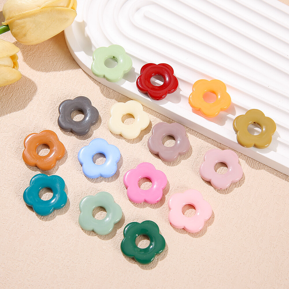 St.kunkka 4-10ชิ้น27มมลูกปัดกลวงดอกไม้ที่มีสีสันจี้ดอกไม้ขนาดใหญ่สำหรับ DIY เครื่องประดับทำสร้อยข้อมือสร้อยคอ