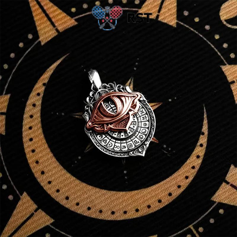 RunSabailTWO Vision Pendant - All-Seeing Eye Necklace, Card Symbol Pendant, Mystic Divination Jewelr