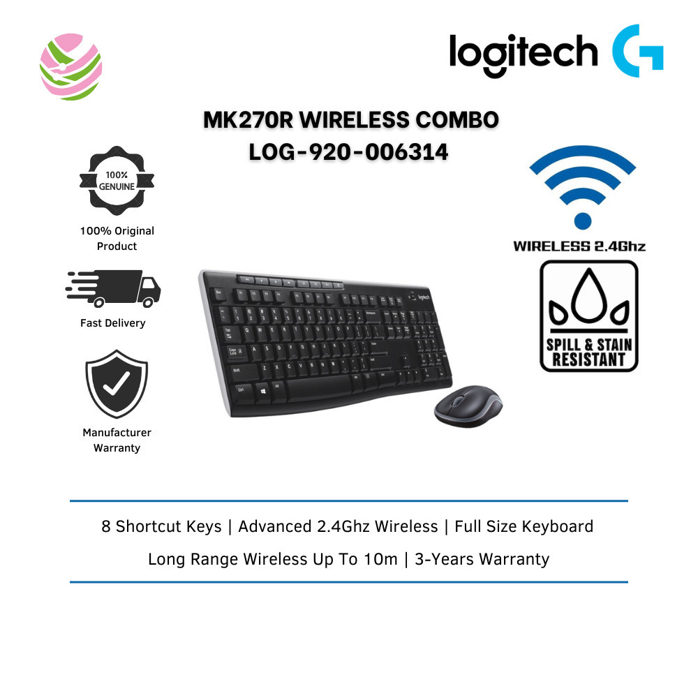 Logitech MK270R Wireless Keyboard Mouse Combo (920-006314)