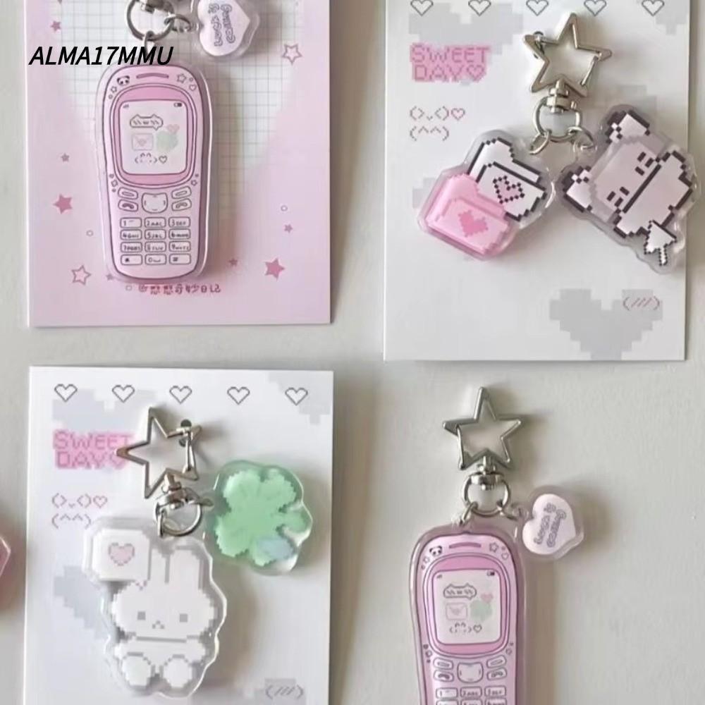 ALMA17MMU อะนิเมะพวงกุญแจ,กระต่าย Anti-lost จี้กระเป๋าตกแต่ง,อะนิเมะแฟน Pixel Y2K พวงกุญแจแนวโน้มเกาหลี