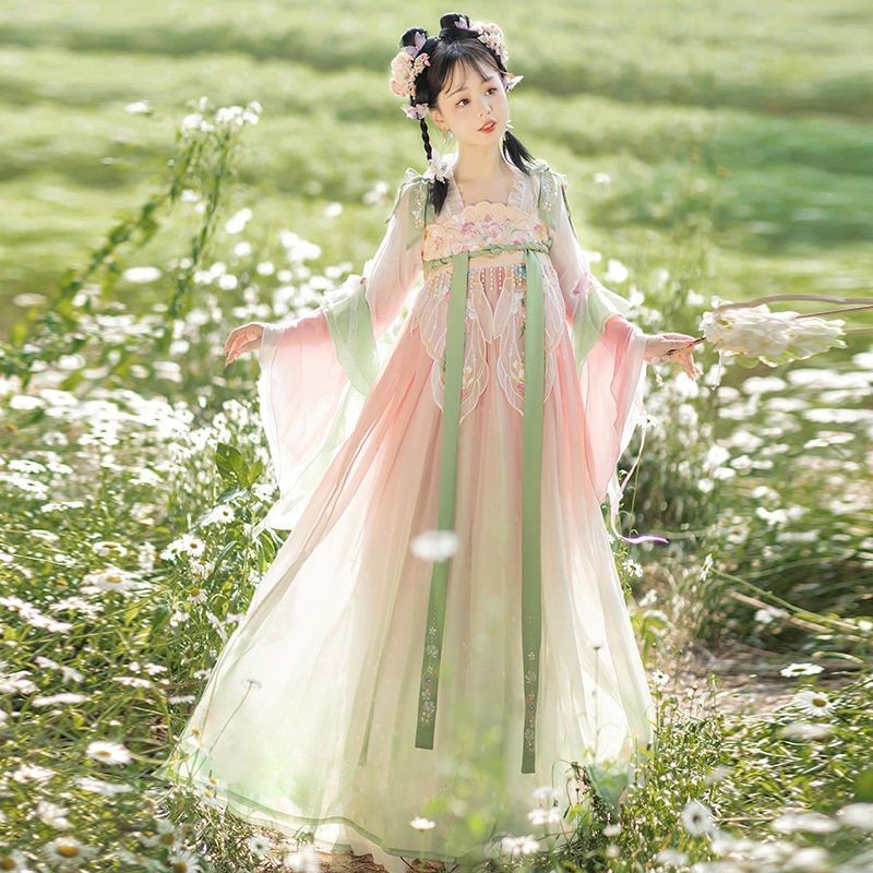 Huashenji Hanfu ภาษาดอกไม้หญิง Ci Full Breast Han Elements Hanfu Han Elements Elegant Fairy กระโปรง 