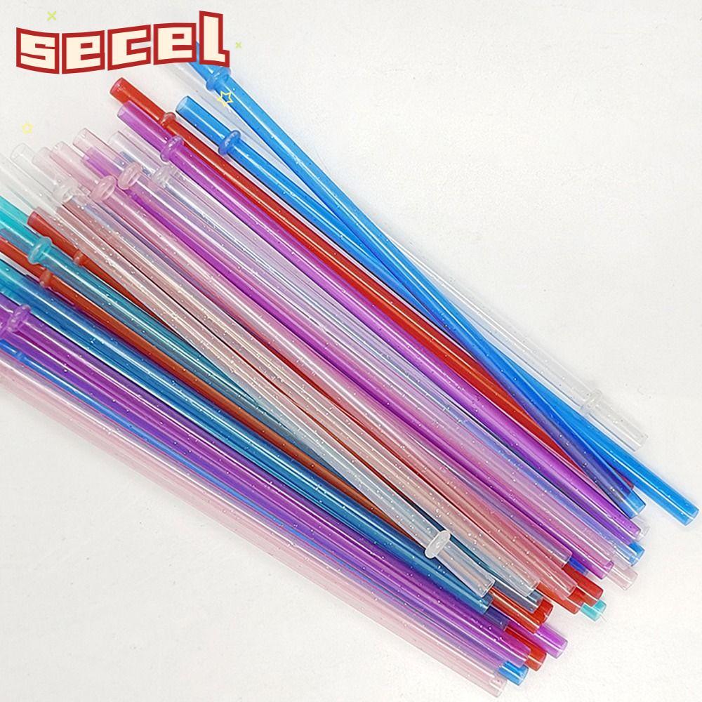 SECEL 1PC Glitter Straw, รถ Travel Cup ถ้วยฟางอุปกรณ์เสริมผงทองหลอดพลาสติก, พร้อมแปรงทําความสะอาดแบบ