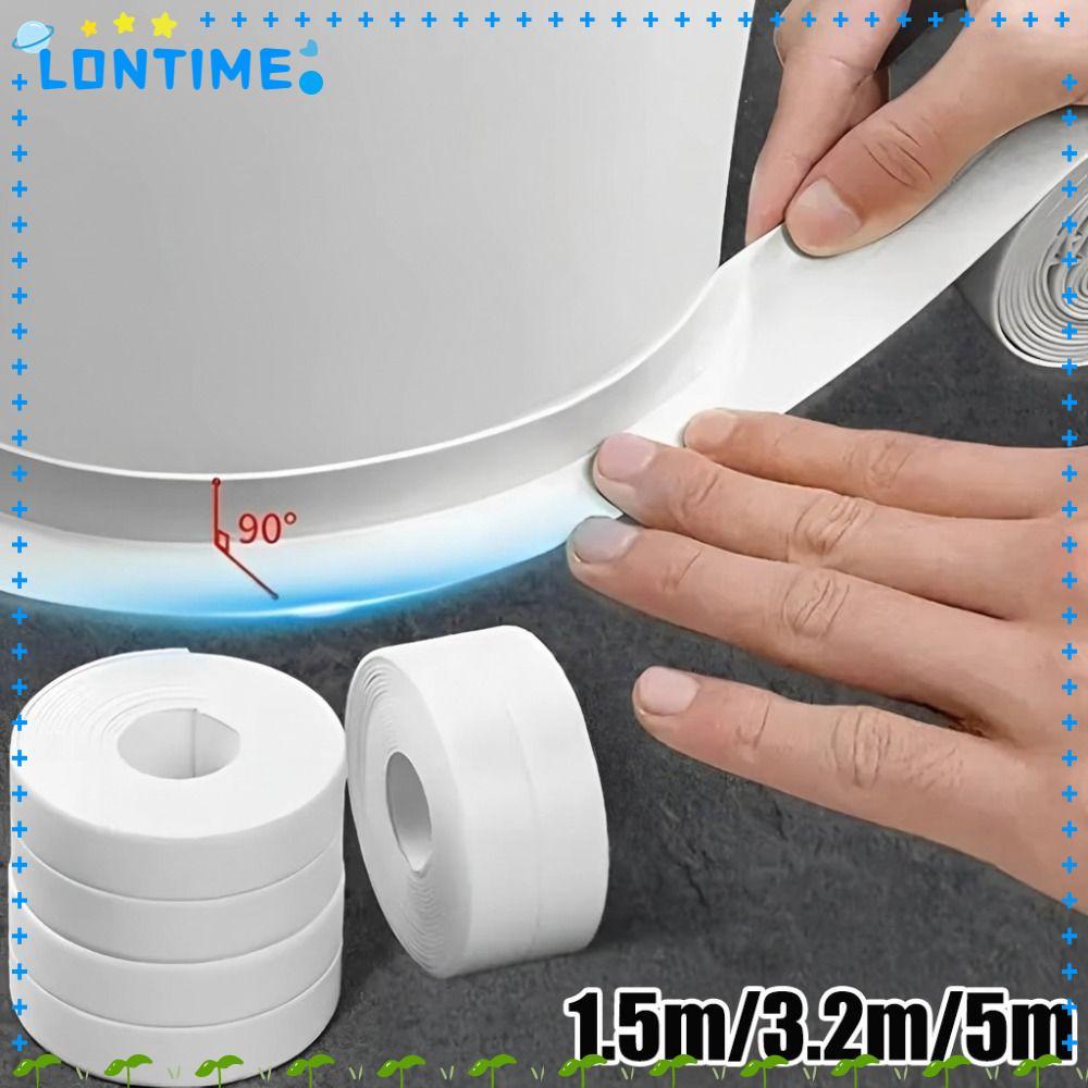 LONTIME เทปแถบปิดผนึก, สีขาว PVC Caulk เทป, Self กาวเทปกันน้ําห้องน้ํา Bath Toilet Kitchen