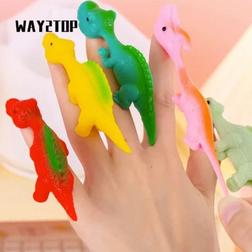 WAY2TOP ของเล่นนิ้วไดโนเสาร์ 5 ชิ้น, ไดโนเสาร์ไม่ดีดออกรูป, ของเล่นไดโนเสาร์, การ์ตูนสัตว์ความวิตกกังวลความเครียดบรรเทาของเล่น