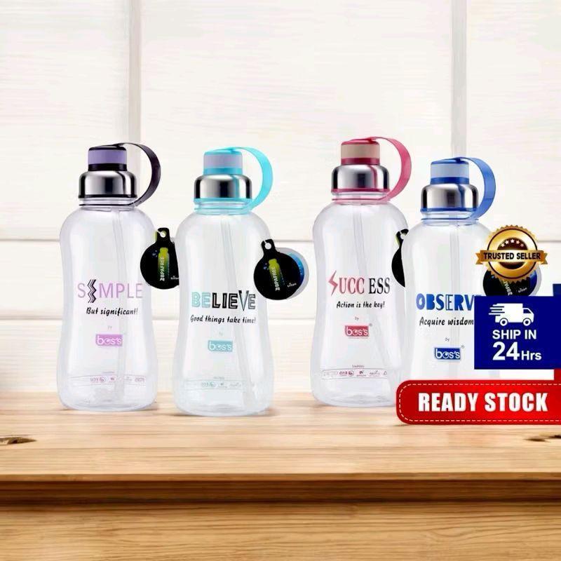 *Bonaus U* Bos Bottle พร้อมหลอด 2000ml Travel Bottle วัสดุ Tritan BPA Free Drinking Bottle 2.0L