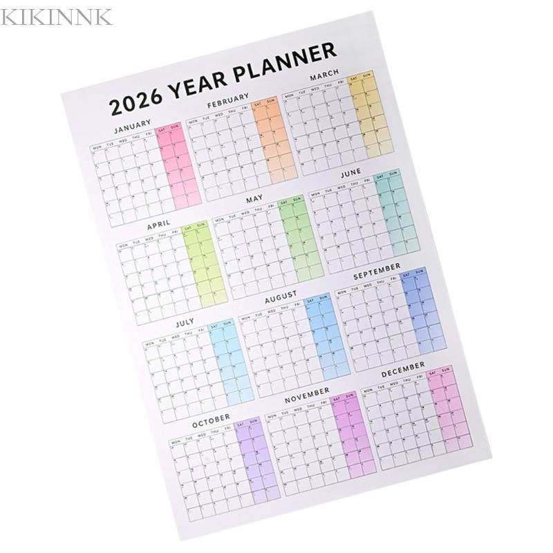 KIKIN 2026 Full Year to View Calendar Planner Dated for Goal Plan Tracking 75x53cm