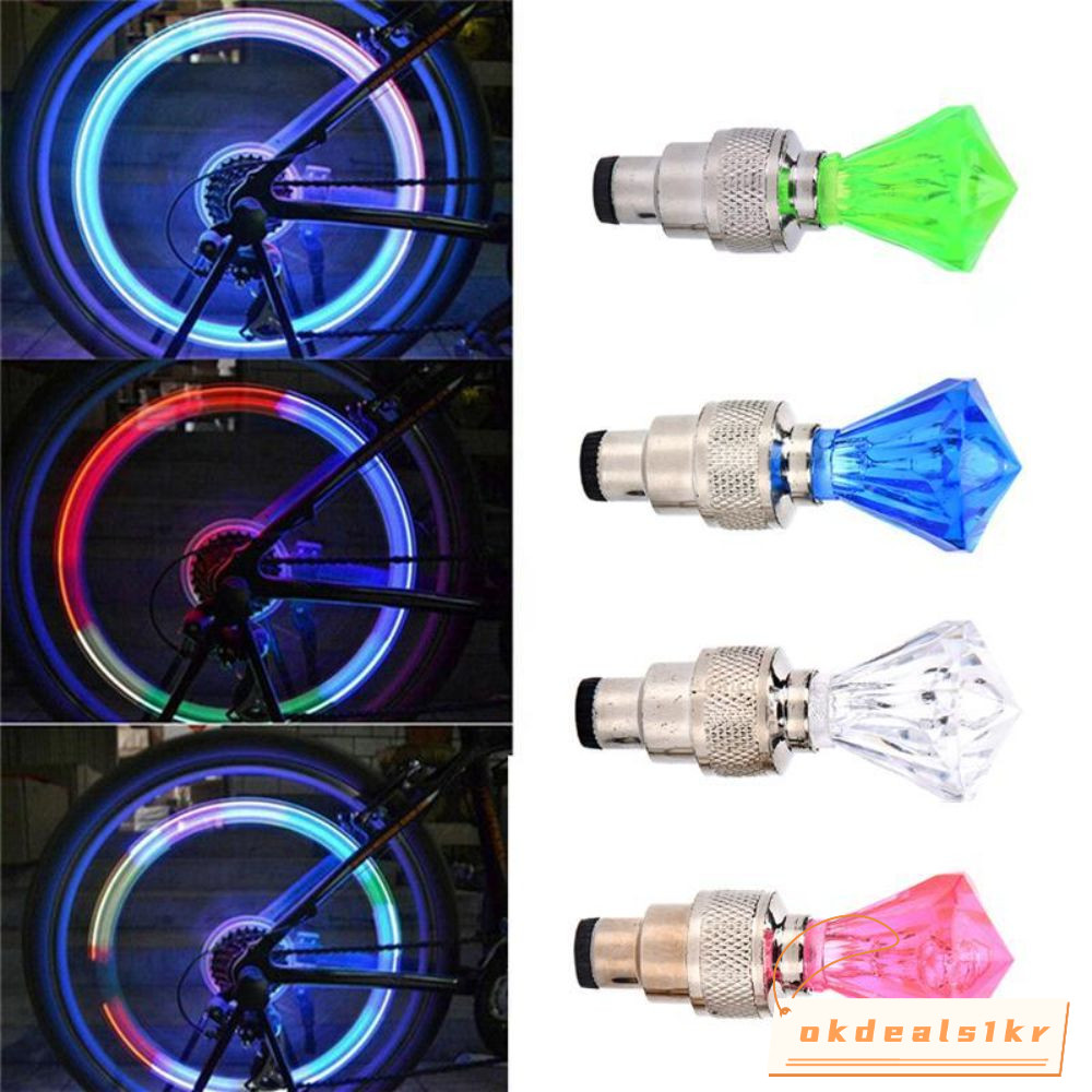 ไฟฝาครอบวาล์วยาง LED กันน้ํารูปอัญมณี สำหรับจักรยาน 2 ชิ้น