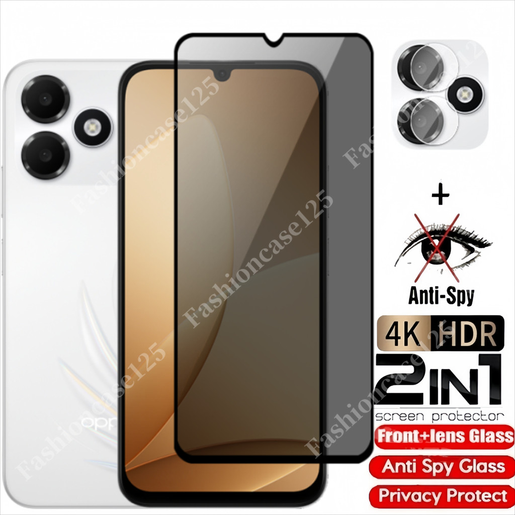 2in1 สําหรับ OPPO A6c 4G กระจกนิรภัยส่วนตัว Anti-Spy
