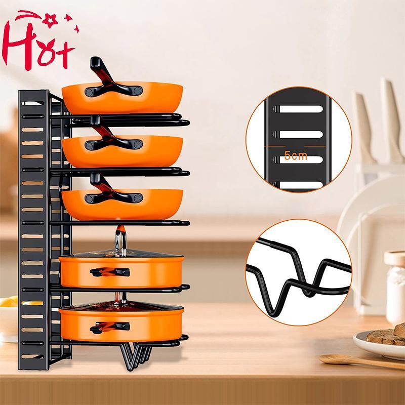 GE หม้อโลหะทนทาน Ra Organizer 5 ชั้น 8 ชั้นปรับชั้นวางสําหรับตู้ครัวเก็บ Solution Square