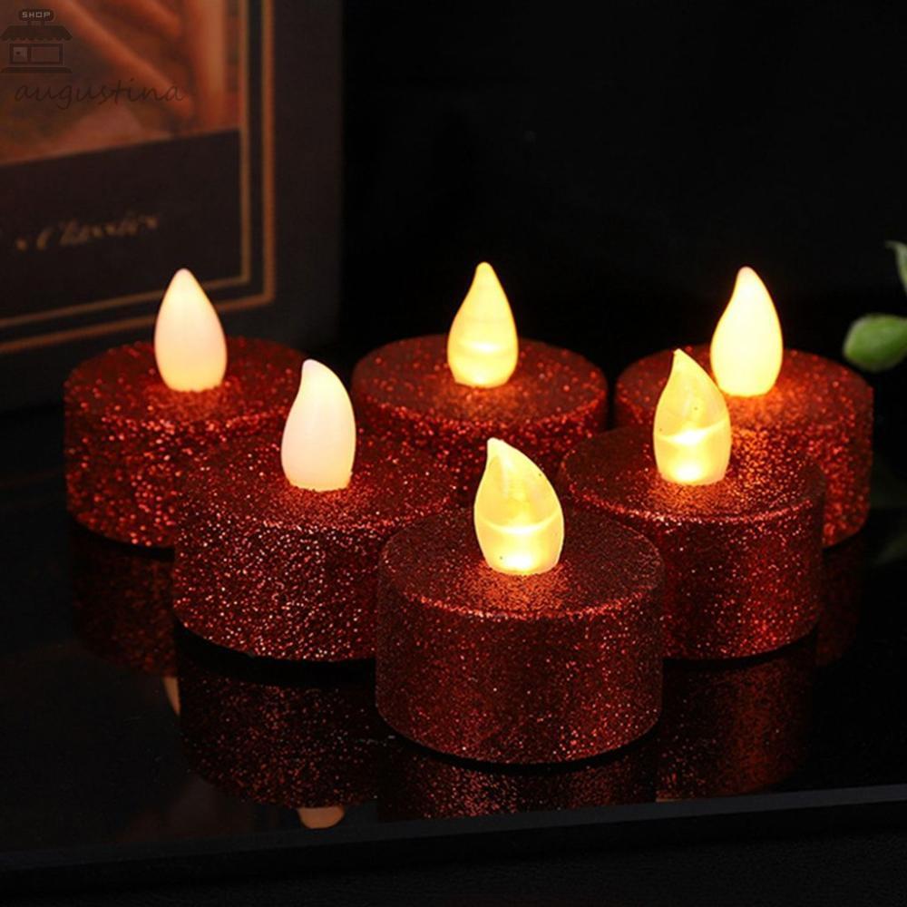 AUGUSTINA ชาไฟ Warm Light 12 ชิ้น/เซ็ต Diwali เทียนฮาโลวีนเครื่องประดับ Party,Propose,Festival Layou