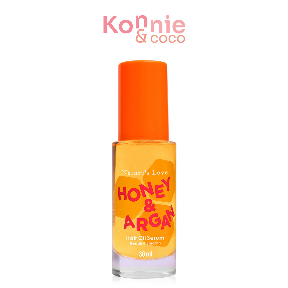 NATURE'S LOVE Honey & Argan Hair Oil Serum 30ml ออยล์เซรั่มบำรุงผม เนเจอร์ส เลิฟ ลดผมฟู ล็อกผมตรงสวยตลอดวัน.