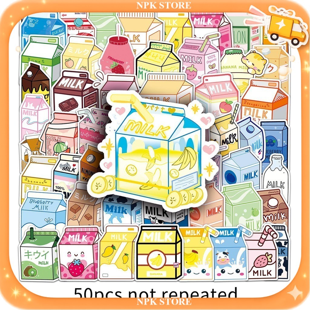 🔥🇹🇭พร้อมส่ง🇹🇭🔥 50ชิ้น สติกเกอร์ กล่องนมUHT เครื่องดื่ม UHT Milk Package Beverage Sticker