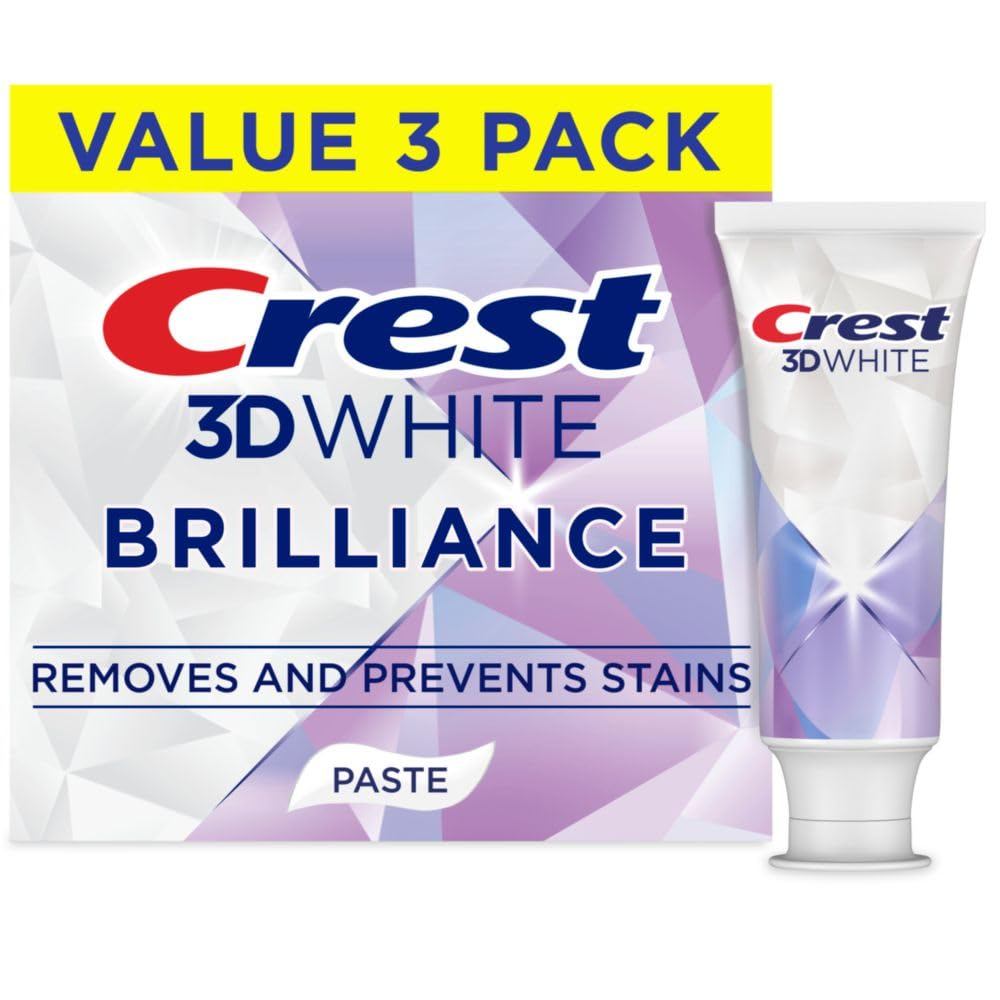 ยาสีฟันฟอกฟันขาว Crest 3D White Brilliance Bright Mint แพ็ค 4.3 ออนซ์ 3 ชิ้น ขจัดคราบพื้นผิวมากกว่า 