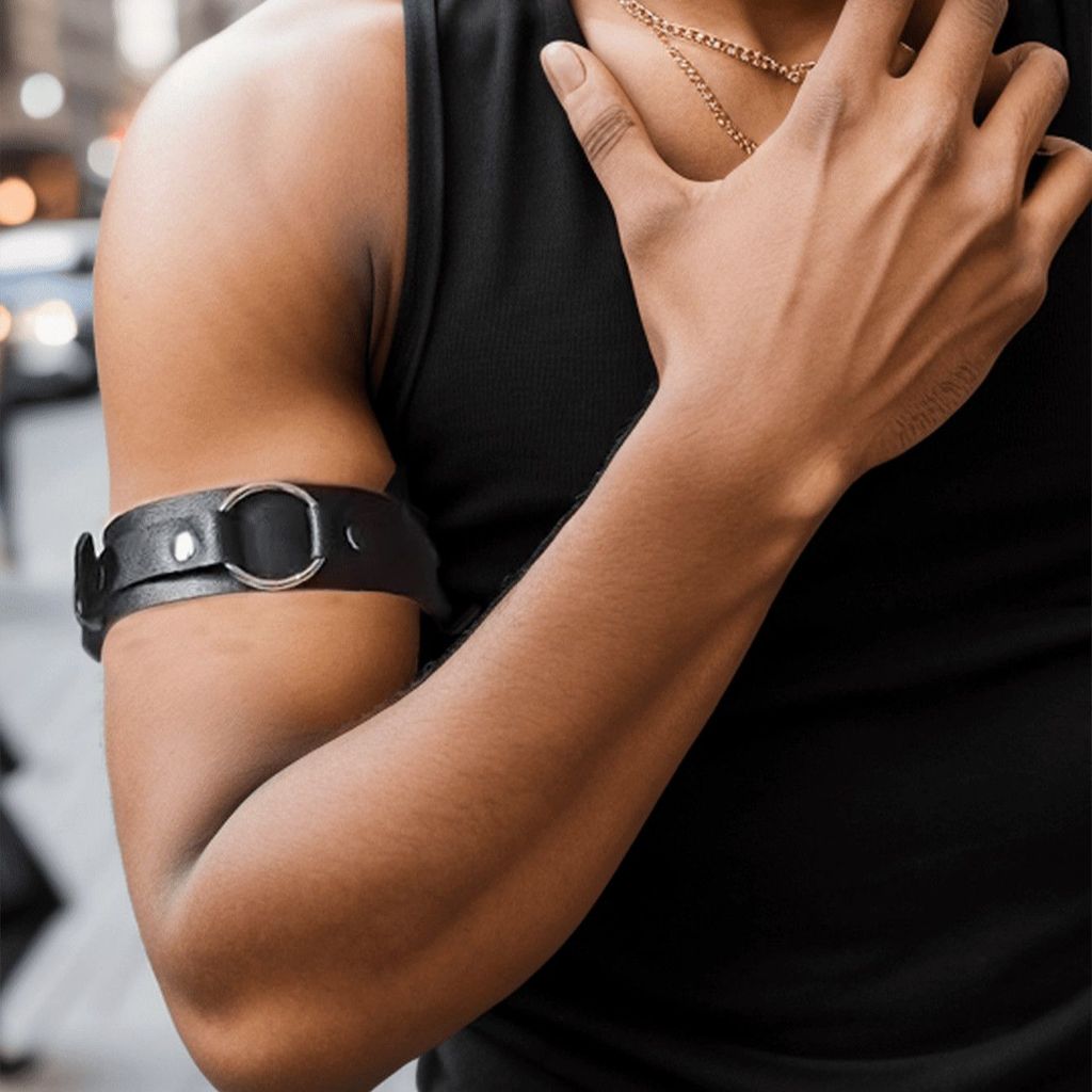 [J & N] Sleeve Hoop Men Mens Leather Arm Ring Muscle Show Arm Decorative Strap Adult Male Strap Matc