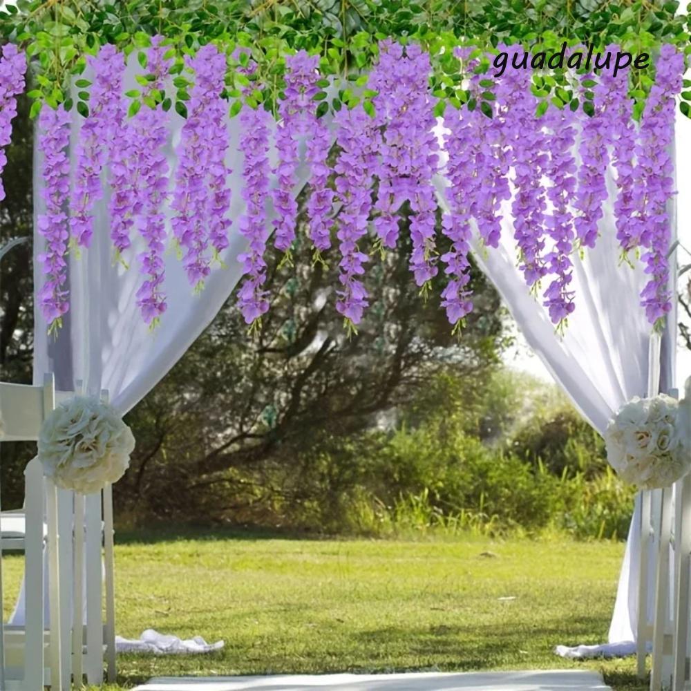 GUADALUPE 10PCS ประดิษฐ์ Wisteria แขวนดอกไม้, สมจริง Bright สีประดิษฐ์ Wisteria Vine, ตกแต่งผนังในตั