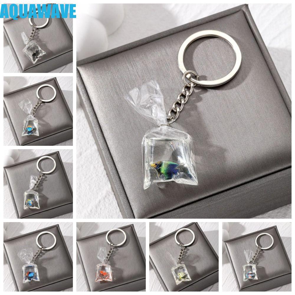 AQUAWAVE จี้ปลาขนาดเล็ก, พวงกุญแจปลาทองปลาโปร่งใส, เครื่องประดับ Diy น่ารักตลกเรซิ่นปลาทองน้ํา Kecha