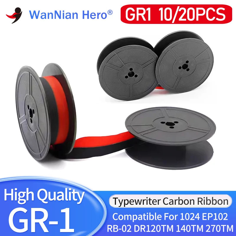 10 ชิ้น/20 ชิ้นใช้งานร่วมกับ GR1 GR-1 ริบบิ้น GR1 DIN2103 เครื่องพิมพ์ดีดริบบิ้น 1/2 นิ้วสําหรับพิมพ