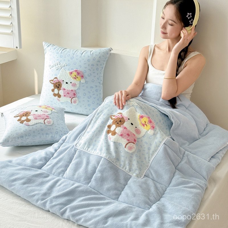 รถสํานักงานหนาฤดูหนาวนม Nap ขนแกะผ้านวมหมอน Hug Plus Dual-ใช้ผ้าห่มโซฟาขนาดเล็กเบาะขนแกะ NH58
