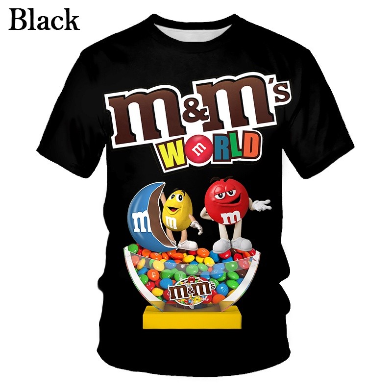 M&Ms เสื้อยืดแขนสั้น ลายพิมพ์ 3D รอบปกเสื้อ ไซส์XS-6XL