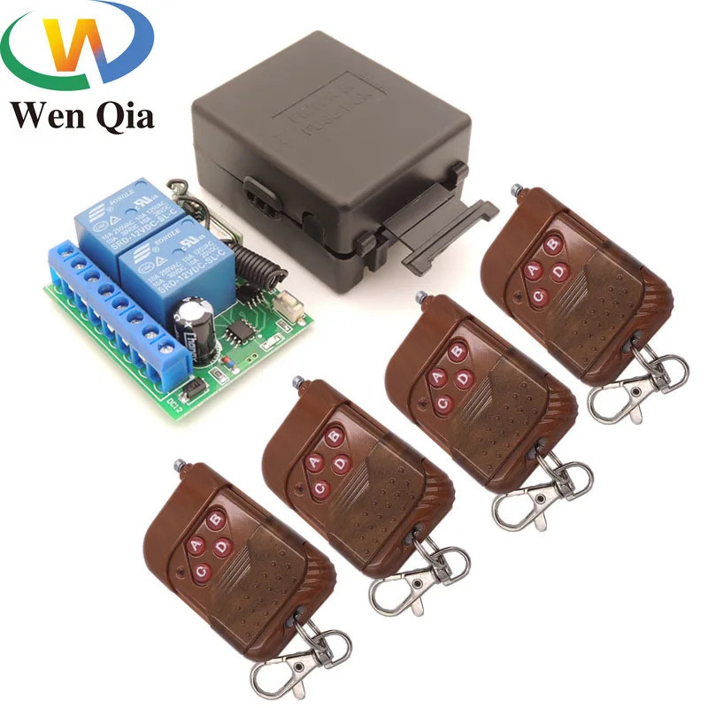 433MHz รีโมทคอนโทรลสากล DC12V 10Amp 2CH RF รีเลย์ตัวรับสัญญาณและเครื่องส่งสัญญาณ Moodle สําหรับขยายป