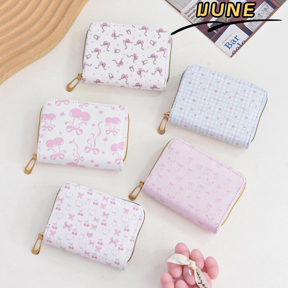 กระเป๋าใส่เหรียญ IJUNE ทำจากหนังPU กันน้ำได้ ออกแบบเป็นโบว์สำหรับนักเรียน