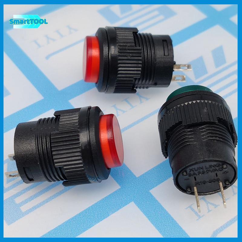 UTZN> 1PCS R16-503 สวิตช์ปุ่มกลม Momentary 3A 250V 16MM Self Loing รอบสวิตช์ปุ่มกดใหม่