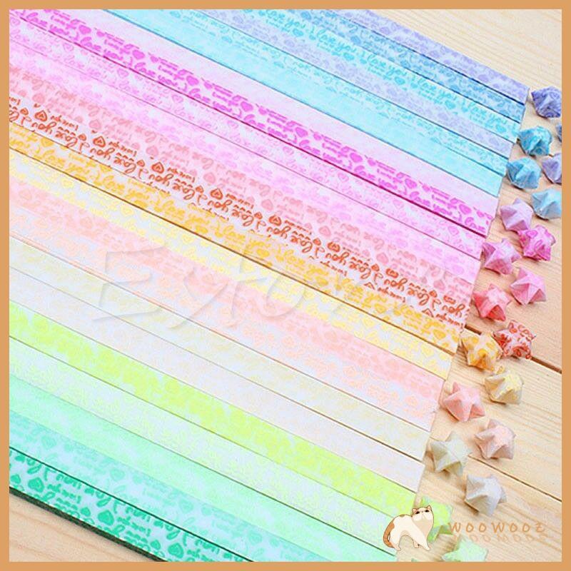 WOOW 30 ชิ้น Luminous Lucky Star พับ Origami กระดาษ Lucky Star Origami กระดาษริบบิ้น