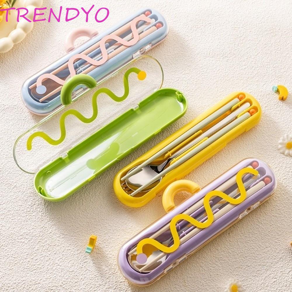 TRENDYO ชุดเครื่องใช้บนโต๊ะอาหารแบบพกพา, สแตนเลส 304 พร้อมกระเป๋าถือตะเกียบชุดสามชิ้น, เครื่องเดินทาง Dopamine ชุดช้อนส้อมช้อนที่เป็นมิตรต่อสิ่งแวดล้อมสําหรับผู้