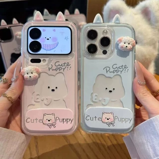 ลูกสุนัขน่ารักเหมาะสําหรับ แอปเปิล 17โปรแม็กซ์ เคสโทรศัพท์ ไอโฟน16/15 ขาตั้งการ์ตูน 14/13 คู่