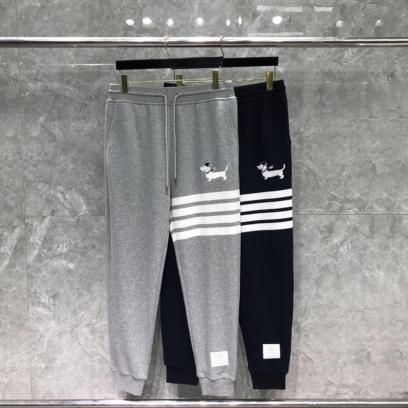 J7O0 thombrowne Unisex sweatpants for spring and summer, straight-leg, Korean-style, loose-fitting, 