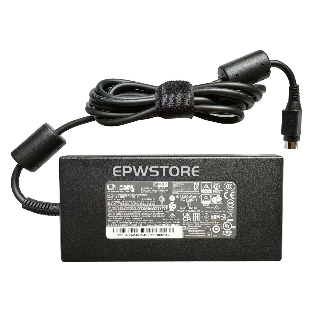 Chicony 20V 11.5A 230W AC Adapter Charger สําหรับ CLEVO CUSTOM 750ZM P770DM