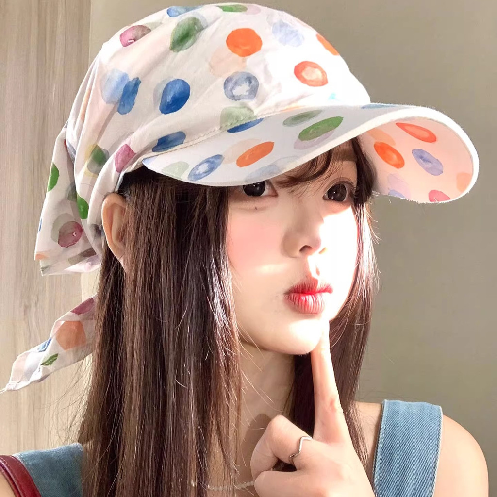 หมวกเบสบอลผู้หญิงลายจุดสีสดใส เหมาะสำหรับสวมในฤดูร้อนและกิจกรรมกลางแจ้ง