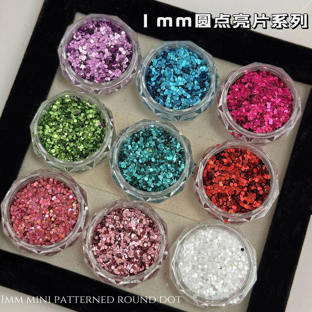 1 มม.Dot Sequins อุปกรณ์ทําเล็บ Mini Ultra-Thin Patchwork Polka Dot รอบ diy วัสดุสวมใส่เล็บตกแต่งเล็บ