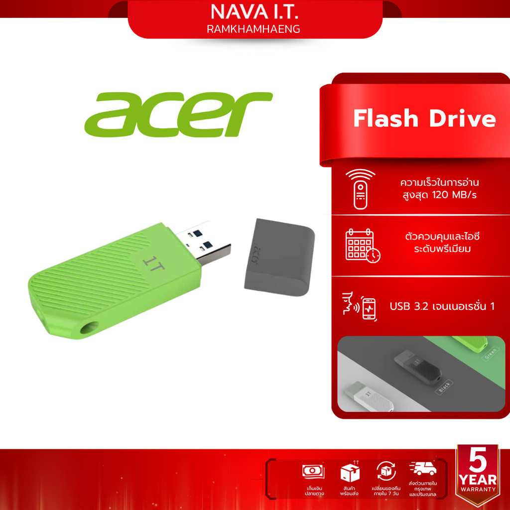 ACER FLASH DRIVE UP300 256GB USB3.2 GREEN (ZC.A01ST.0HA) 5Y.