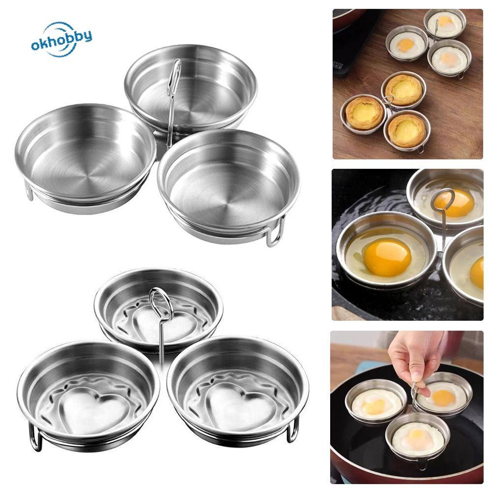okhobby ตกลง เครื่องนึ่งไข่, หม้อหุงไข่รูปหัวใจสแตนเลส, สิ่งประดิษฐ์ไข่ต้ม 3-ใน-1 เครื่องมือทําอาหารในครัว