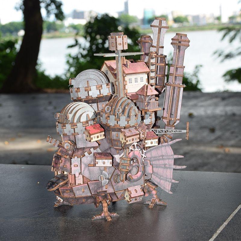 โมเดลปราสาทเคลื่อนที่ของฮาวล์ ไม้ จิ๊กซอว์ 3D ตัวต่อเอง สไตล์ฮายาอิ มิยาซากิ ของเล่น ของขวัญ