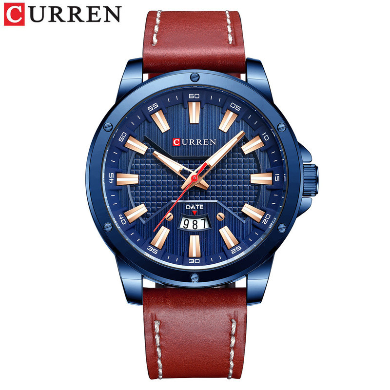 Curren/Curren 8376 นาฬิกาผู้ชายนาฬิกาควอทซ์กันน้ําแฟชั่นเข็มขัดนาฬิกาธุรกิจปฏิทินนาฬิกาผู้ชาย
