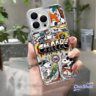 เคสไอโฟน สนูปปี้วันหยุด เคสใส กันกล้อง cho iPhone 11 12 13 14 15 16 ProMax X XR XS Max 7 8Plus-CL